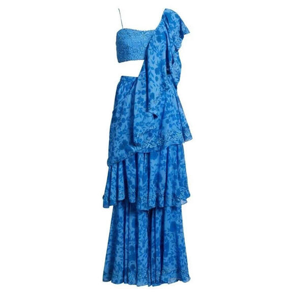 NEW, Sani Women's Blue Zaina Choli, Dupatta & Palazzo Pants Set  Size S - Picture 2 of 10